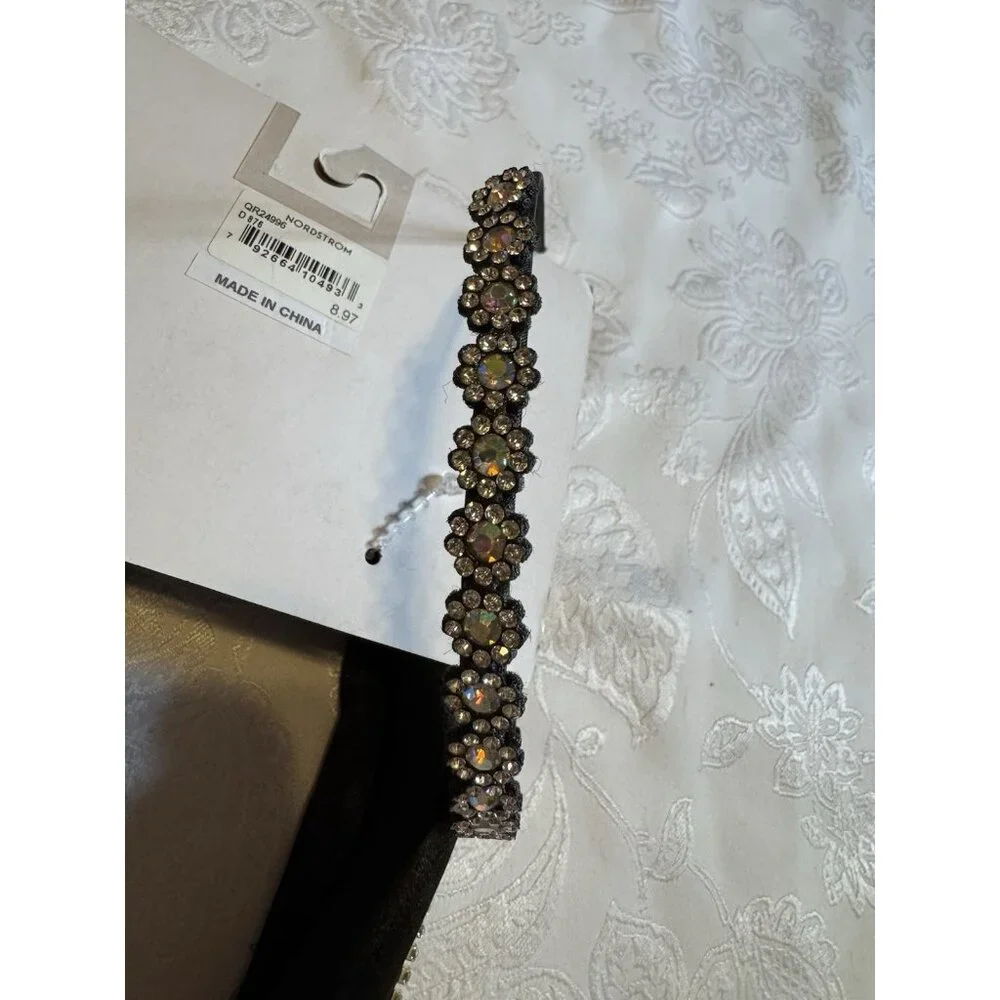 NORDSTROM 2 PC Berry Hair Accessories Bundle Lot Headband Satin Rhinestone NEW